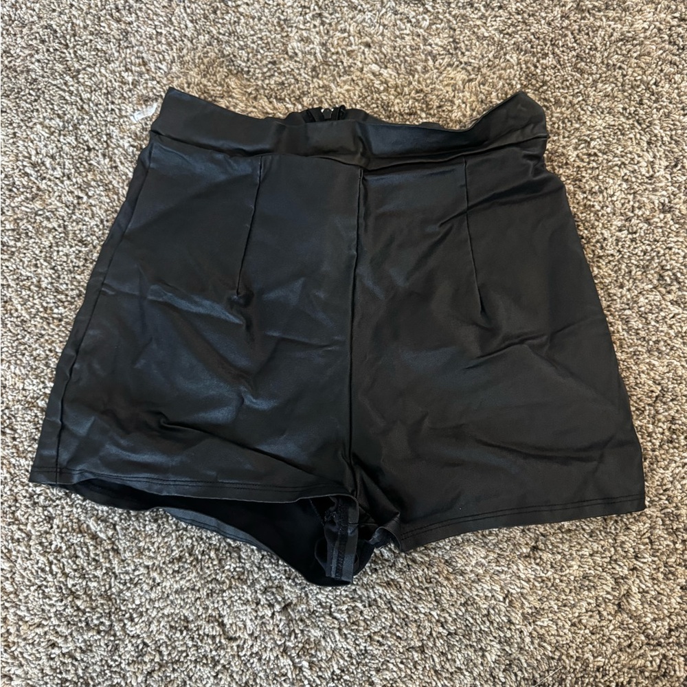 Black Women's Leather Shorts